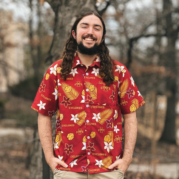 Authentic Brand I-State Cardinal Hawaiian Button Up